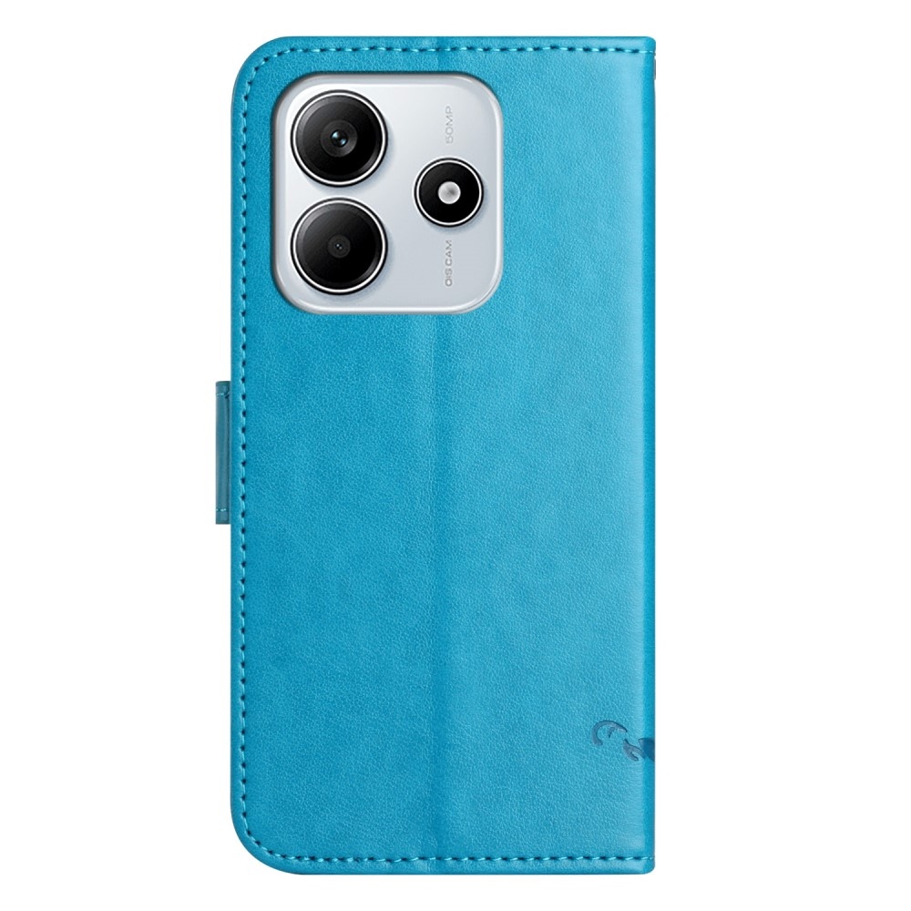 Flower knížkové pouzdro na Xiaomi Redmi Note 14 5G - modré