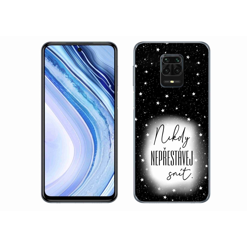 Gelový kryt mmCase na Xiaomi Redmi Note 9S - citát 1 bíločerné pozadí