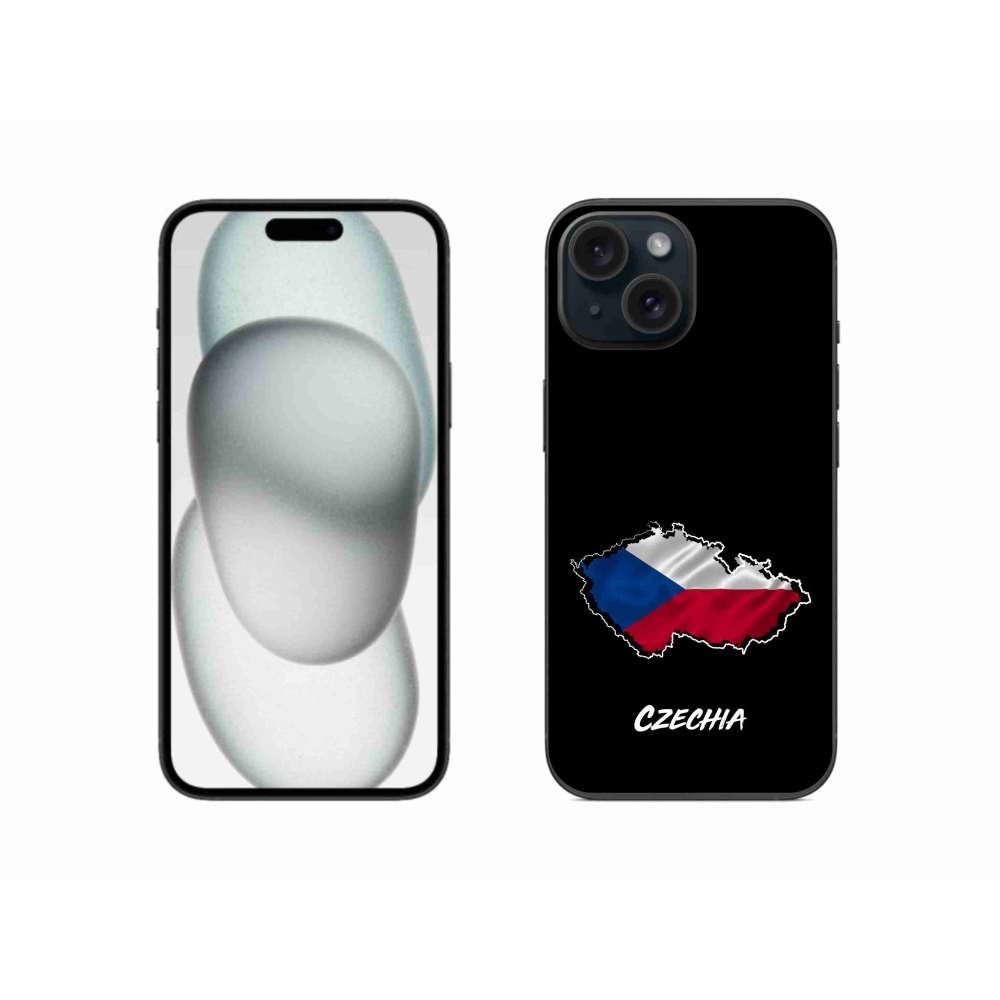 Gelový kryt mmCase na iPhone 15 - Czechia černé pozadí
