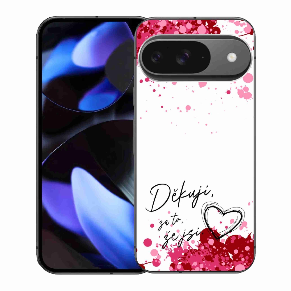 Gelový kryt mmCase na Google Pixel 9/9 Pro - zamilovaný text 2 bílé pozadí