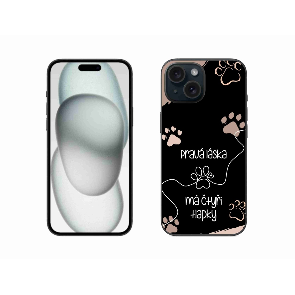 Gelový kryt mmCase na iPhone 15 - psí motiv 1 černé pozadí