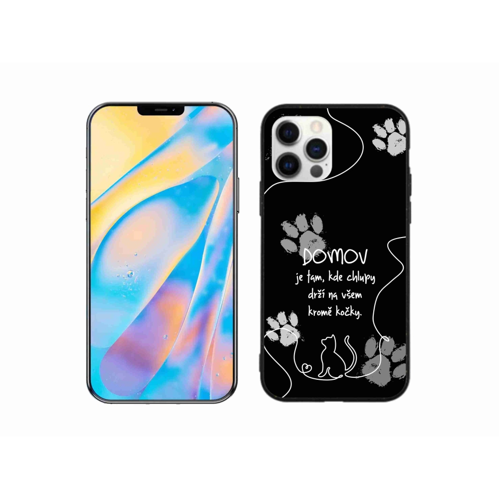 Gelový kryt mmCase na iPhone 12 Pro - kočičí motiv černé pozadí
