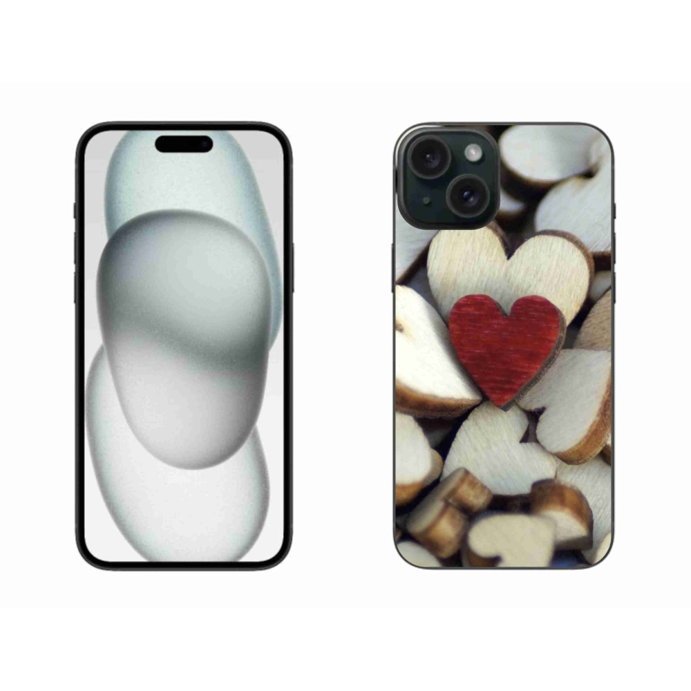 Gelový kryt mmCase na iPhone 15 Plus - gravírované červené srdce 