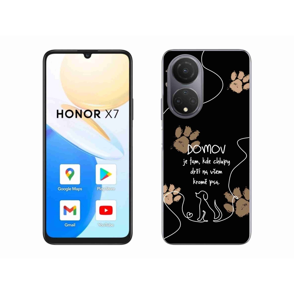 Gelový kryt mmCase na Honor X7 - psí motiv černé pozadí