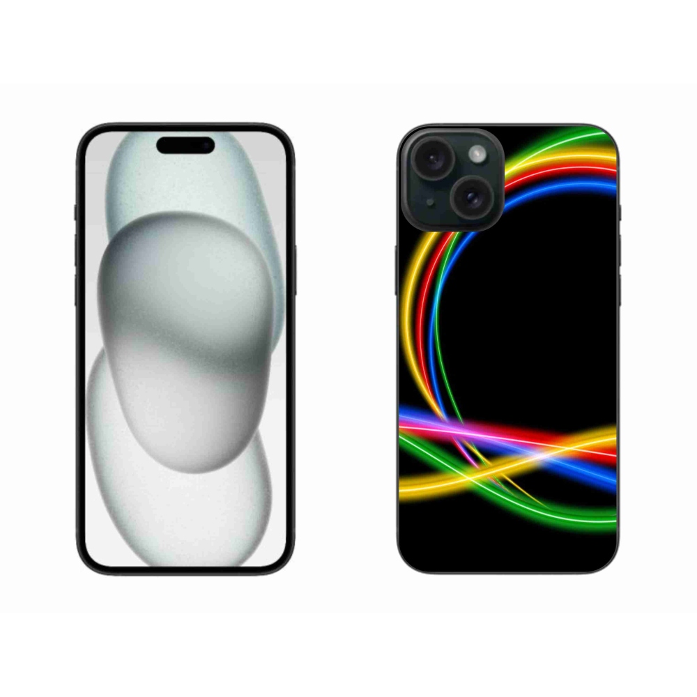 Gelový obal mmCase na iPhone 15 Plus - neonové kruhy