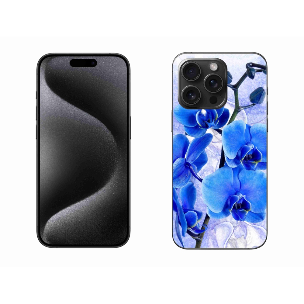 Gelový kryt mmCase na iPhone 15 Pro Max - modré květy