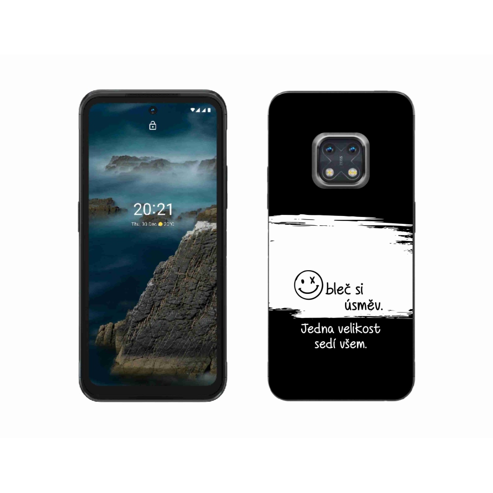 Gelový kryt mmCase na Nokia XR20 - vtipný text 8 bíločerné pozadí