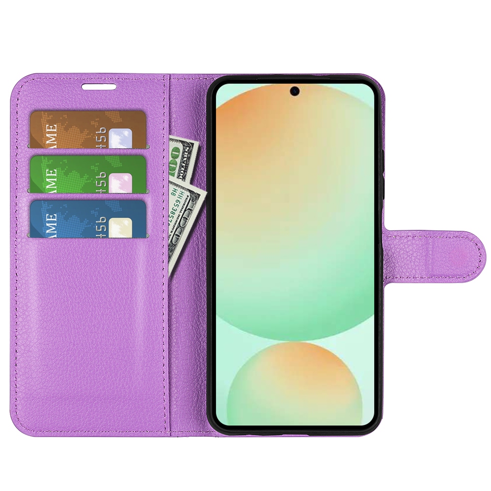 Litchi knížkové pouzdro na Samsung Galaxy S25 FE - fialové