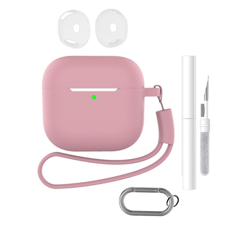 Set silikonový obal na Apple AirPods 4 s čistící sadou - tmavěrůžový