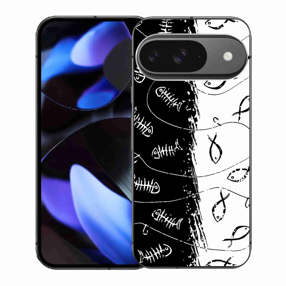 Gelový kryt mmCase na Google Pixel 9/9 Pro - kostry a rybky