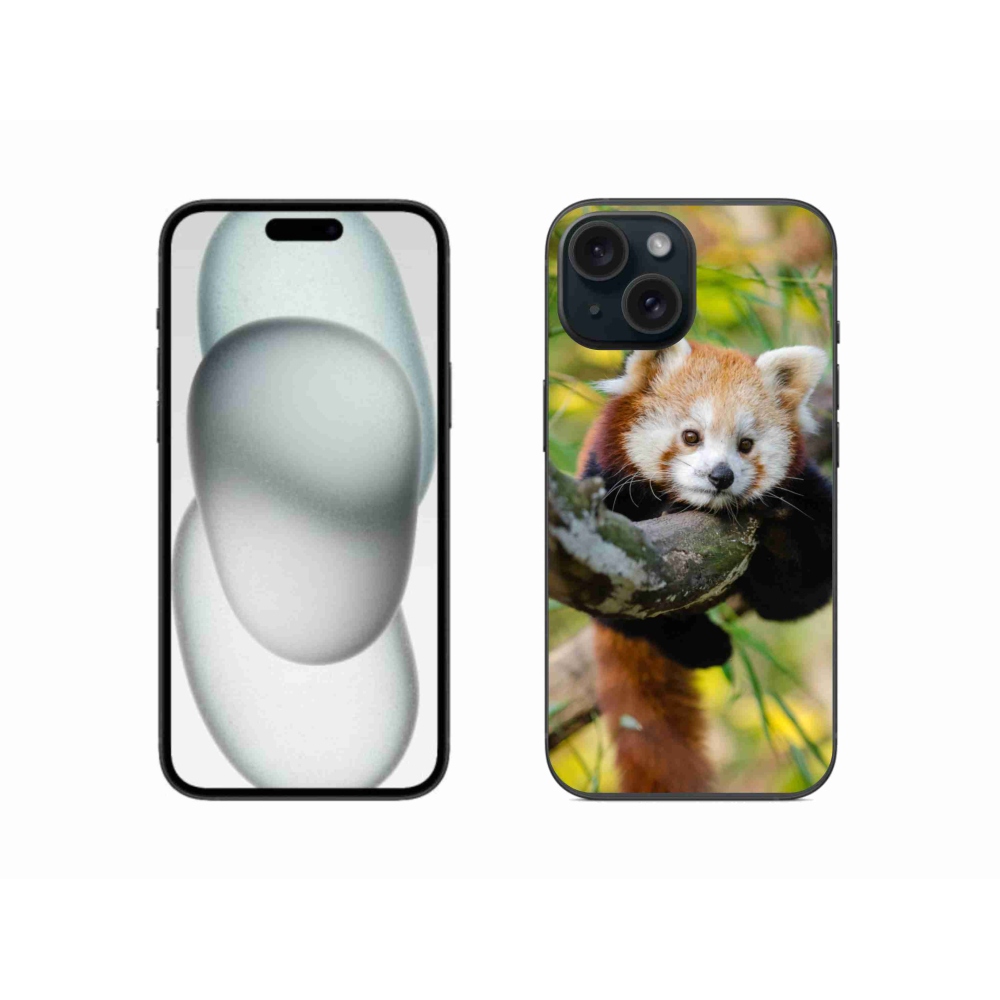 Gelový kryt mmCase na iPhone 15 - panda červená
