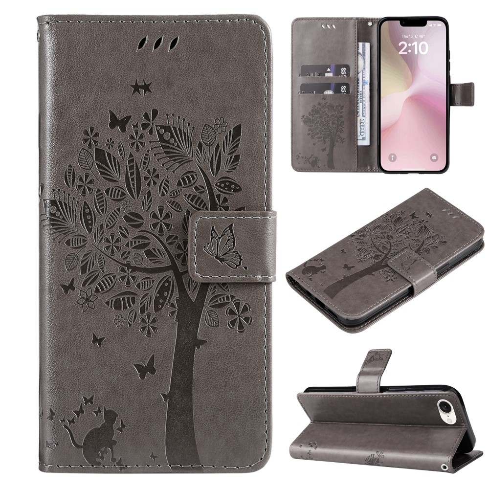 Trees knížkové pouzdro na iPhone 16e - šedé