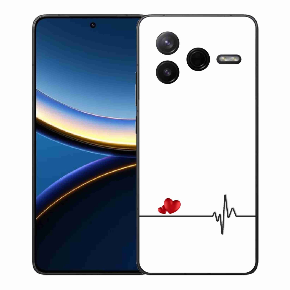 Gelový kryt mmCase na Xiaomi Poco F7 Pro - srdce a tep bílé pozadí