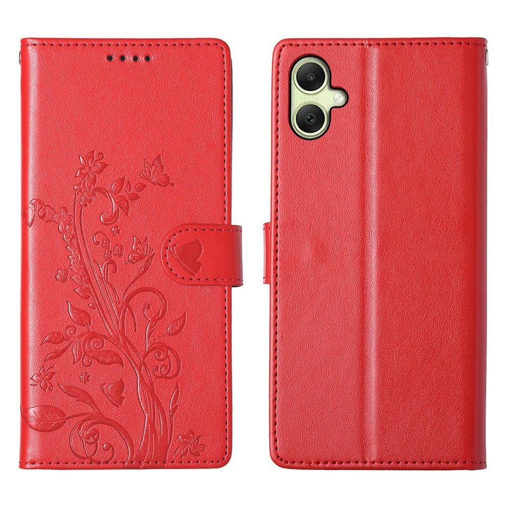 Flowery knížkové pouzdro na Samsung Galaxy A07 4G - červené