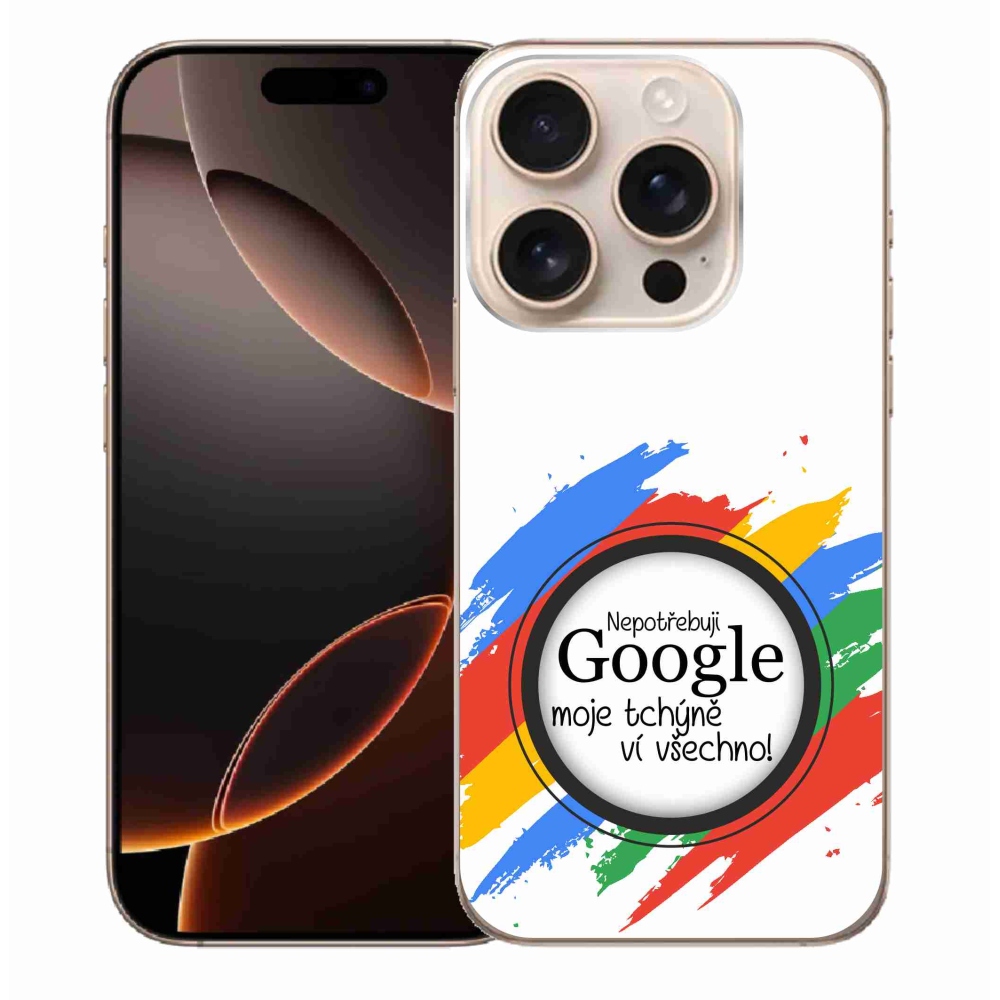 Gelový kryt mmCase na iPhone 16 Pro Max - tchýně ví všechno bílé pozadí