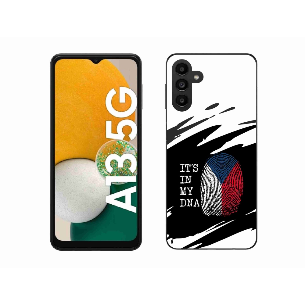 Gelový kryt mmCase na Samsung Galaxy A13 5G - vlajka otisk prstu černobílé pozadí
