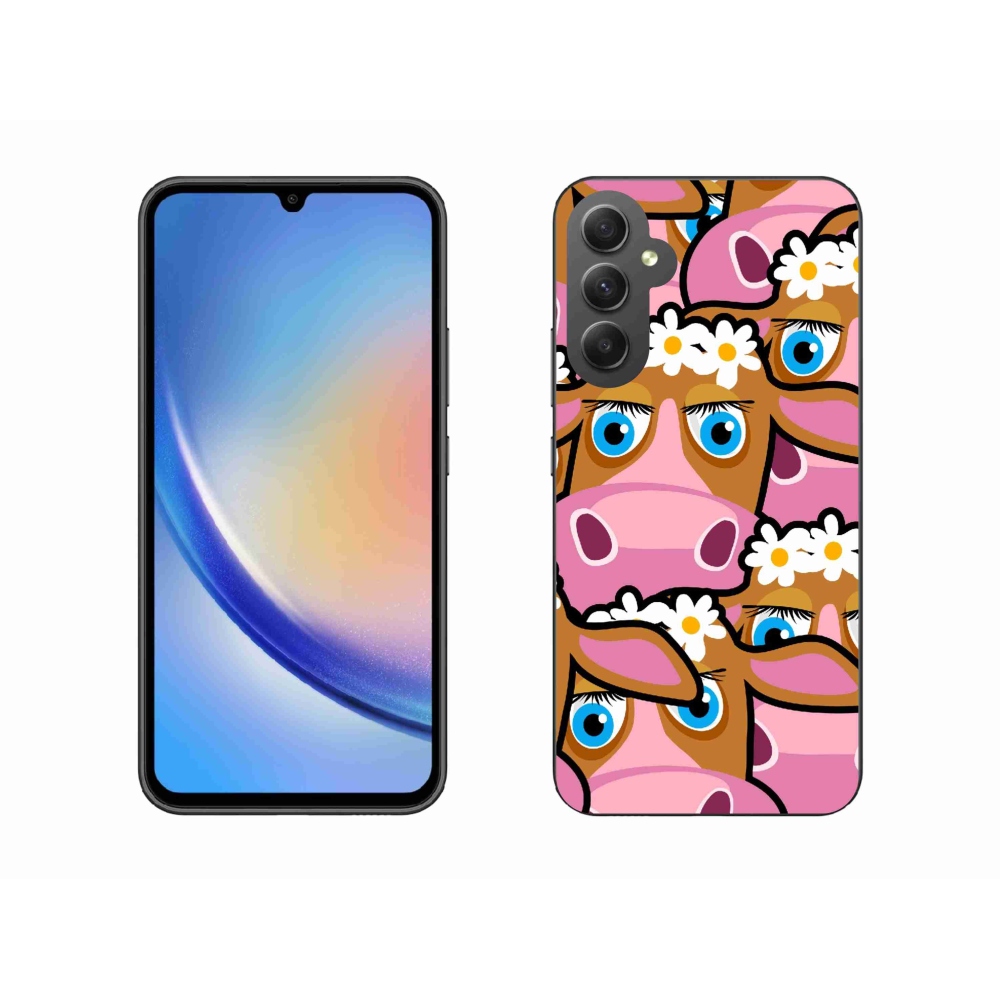 Gelový kryt mmCase na Samsung Galaxy A34 5G - kreslené kravičky