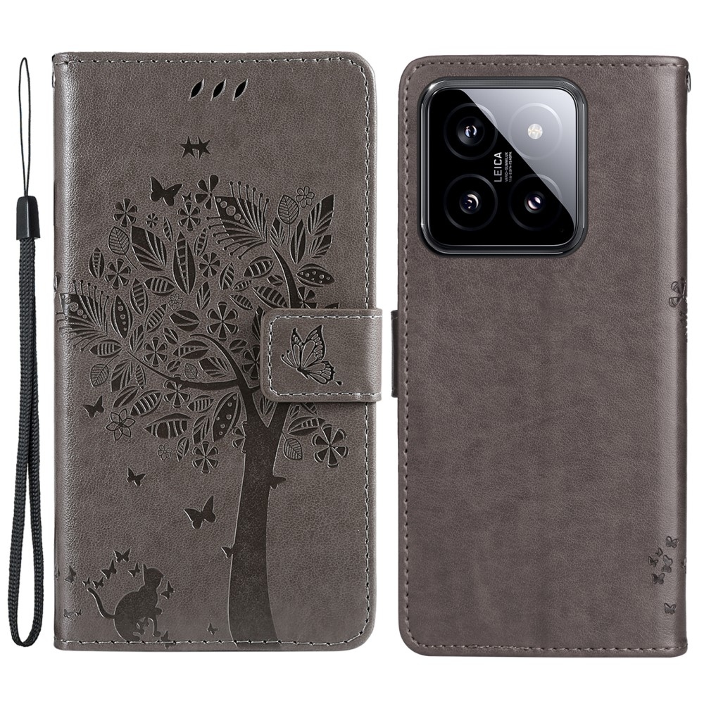 Trees knížkové pouzdro na Xiaomi 14 - šedé