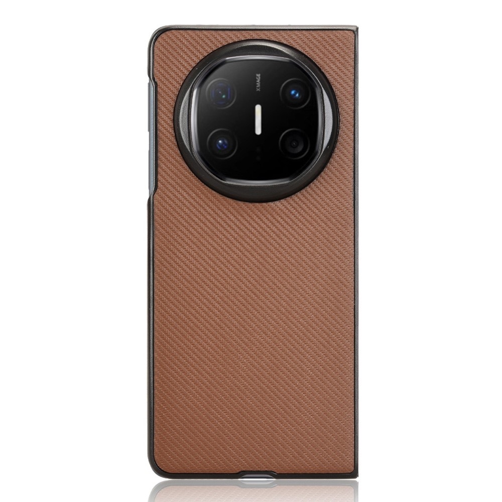 Textury plastový kryt s umělou kůží na Huawei Mate X6 - hnědý