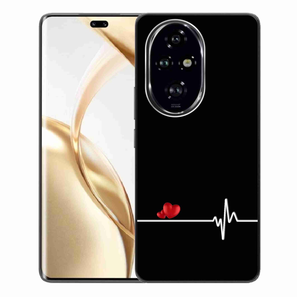 Gelový kryt mmCase na Honor 200 Pro 5G - srdce a tep černé pozadí