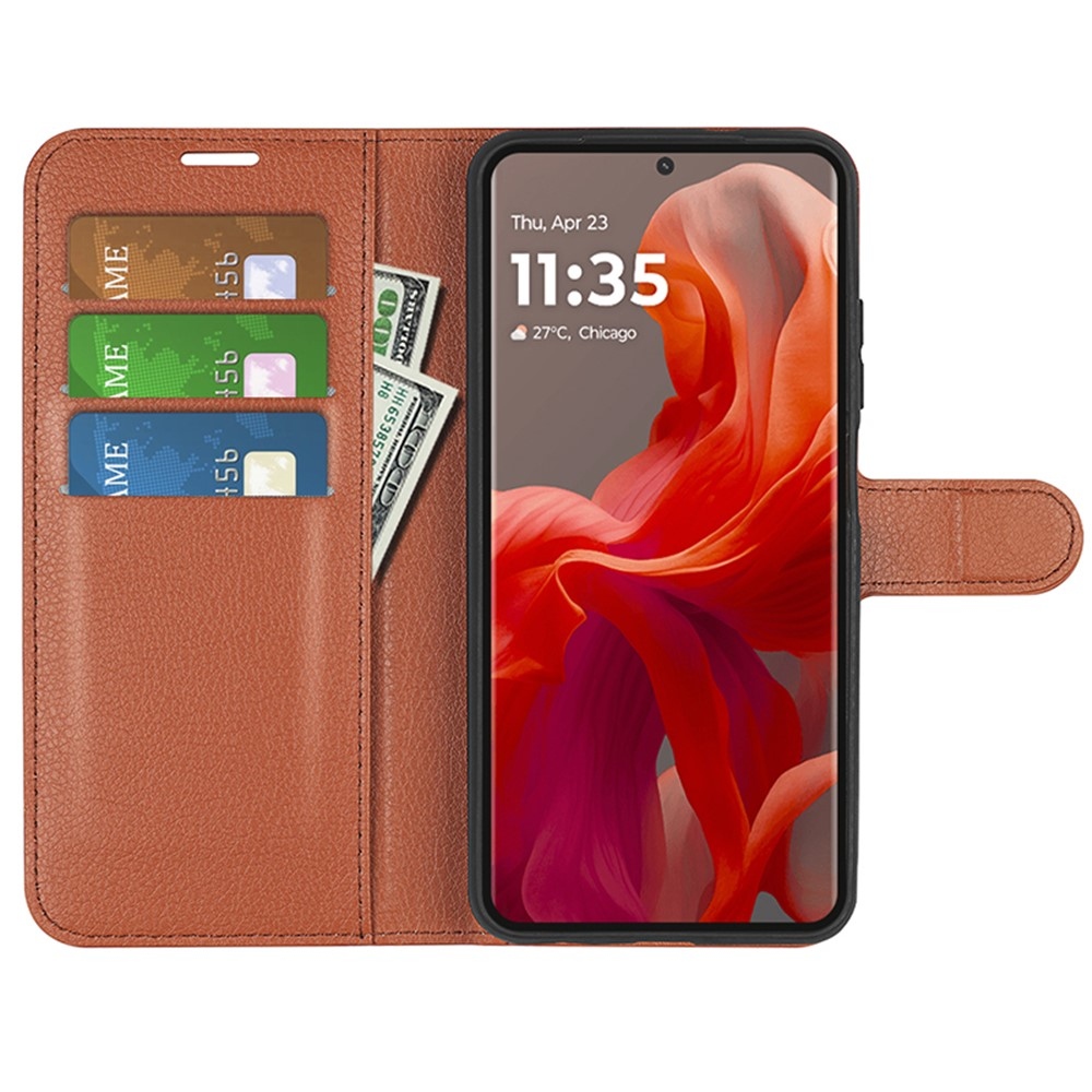 Litchi knížkové pouzdro na Motorola Moto G85 5G - hnědé