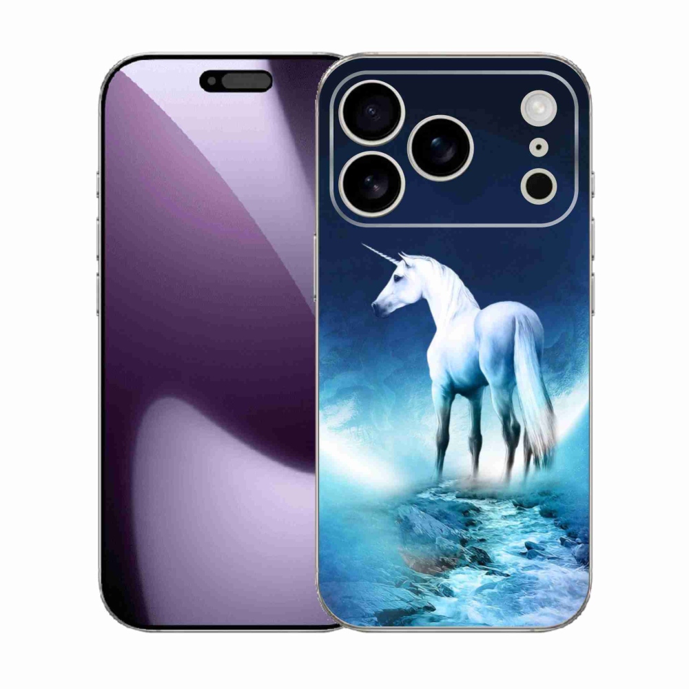 Gelový kryt mmCase na iPhone 17 Pro - bílý jednorožec