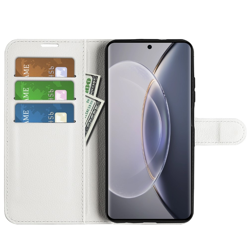 Litchi knížkové pouzdro na Vivo X90 Pro - bílé