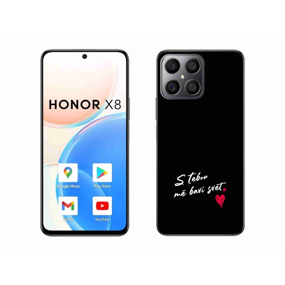Gelový kryt mmCase na Honor X8 4G - zamilovaný text 1 černé pozadí