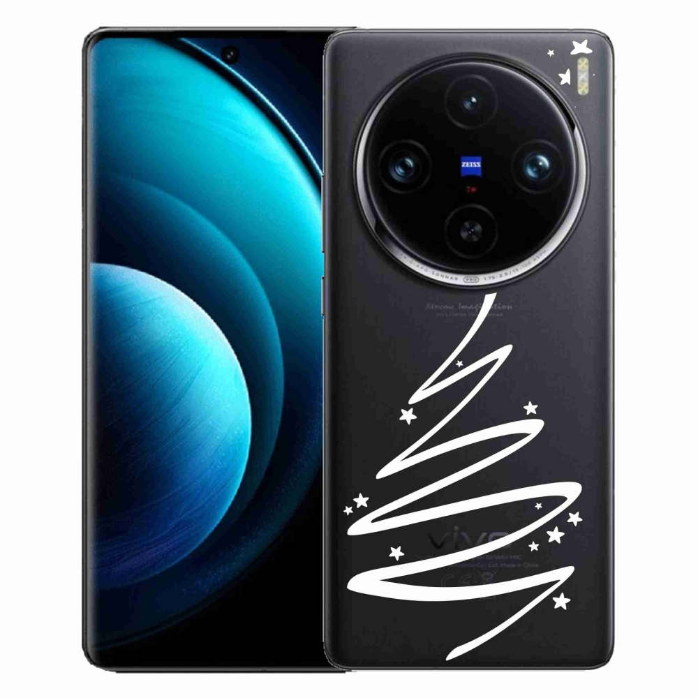Gelový kryt mmCase na Vivo X100 Pro 5G - bílý stromeček na průhledném pozadí