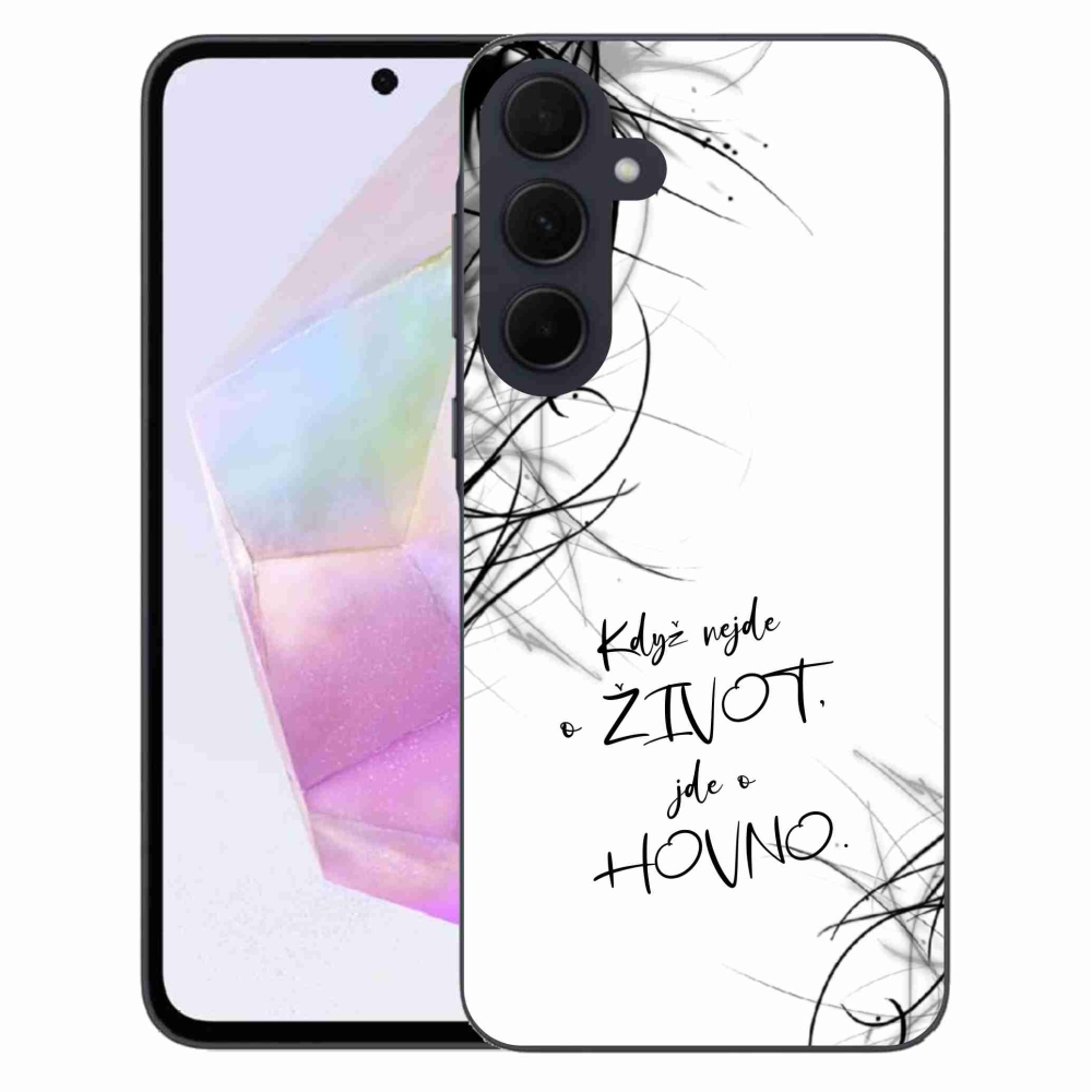 Gelový kryt mmCase na Samsung Galaxy A35 5G - vtipný text 16 bílé pozadí