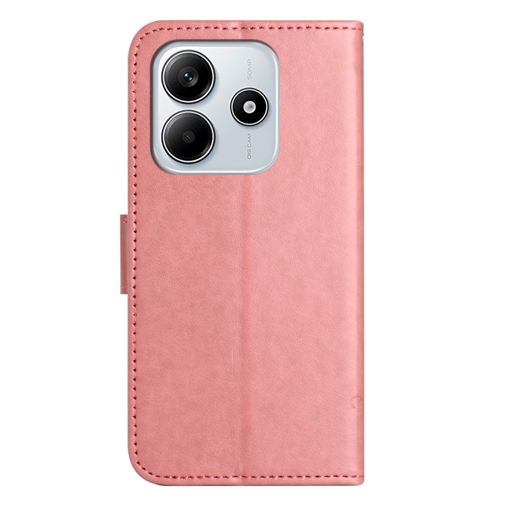 Flower knížkové pouzdro na Xiaomi Redmi Note 14 5G - růžové