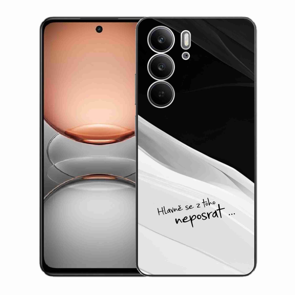 Gelový kryt mmCase na Realme C75 - vtipný text 13 bíločerné pozadí