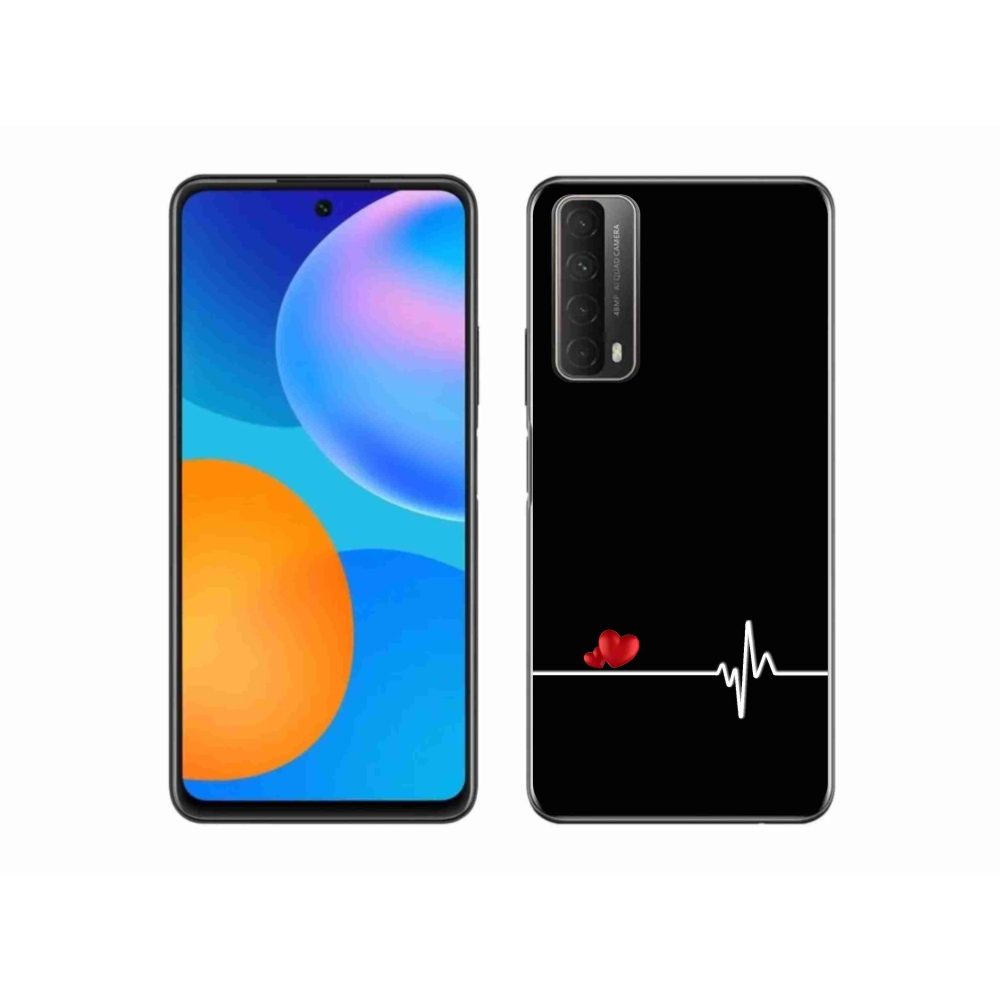 Gelový kryt mmCase na Huawei P Smart (2021) - srdce a tep černé pozadí