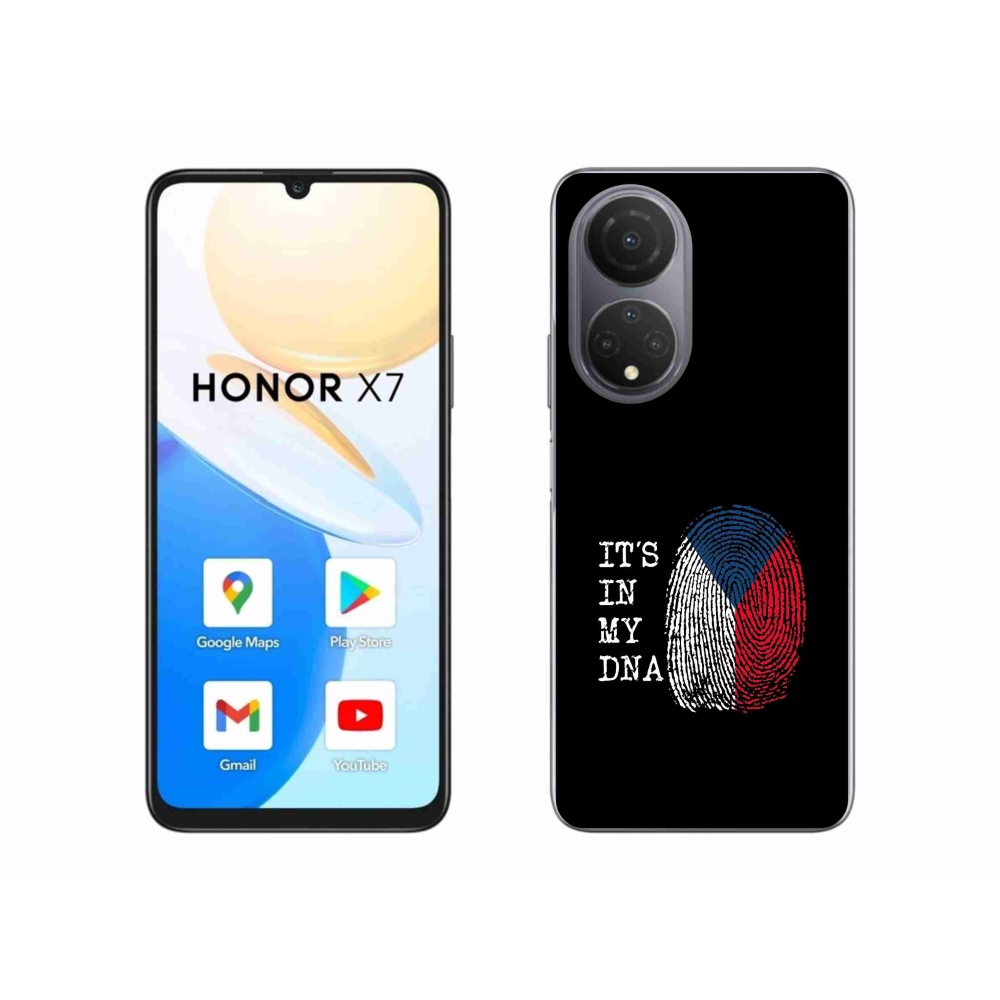 Gelový kryt mmCase na Honor X7 - vlajka otisk prstu černé pozadí