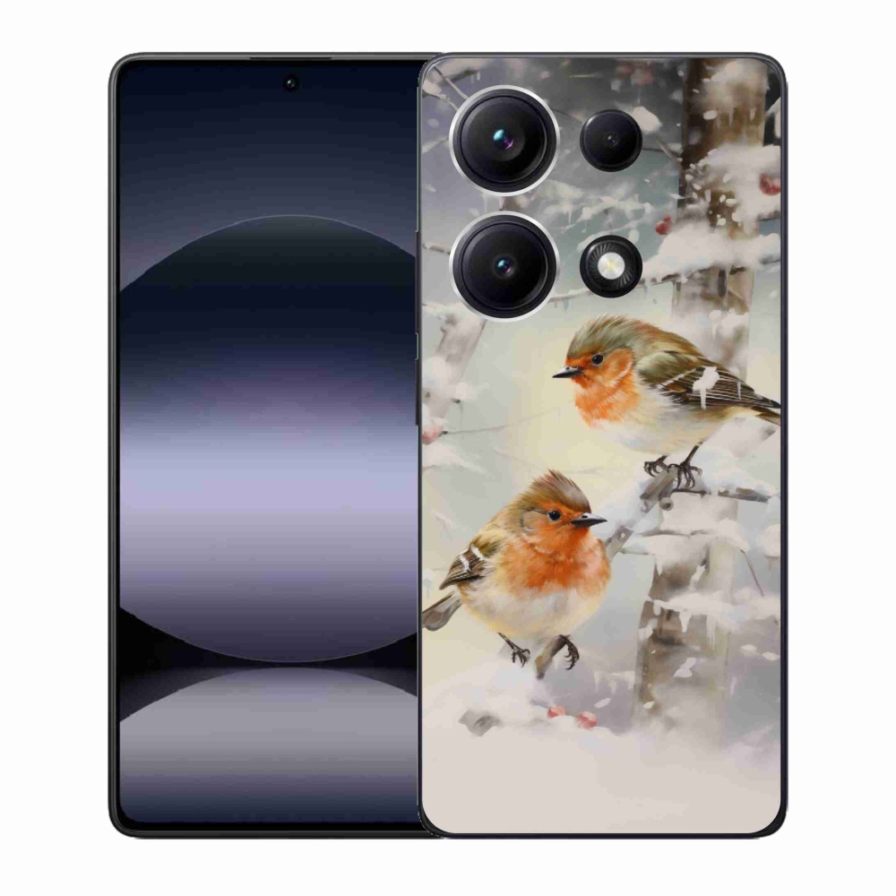 Gelový kryt mmCase na Xiaomi Redmi Note 14S - ptáčci v zimě