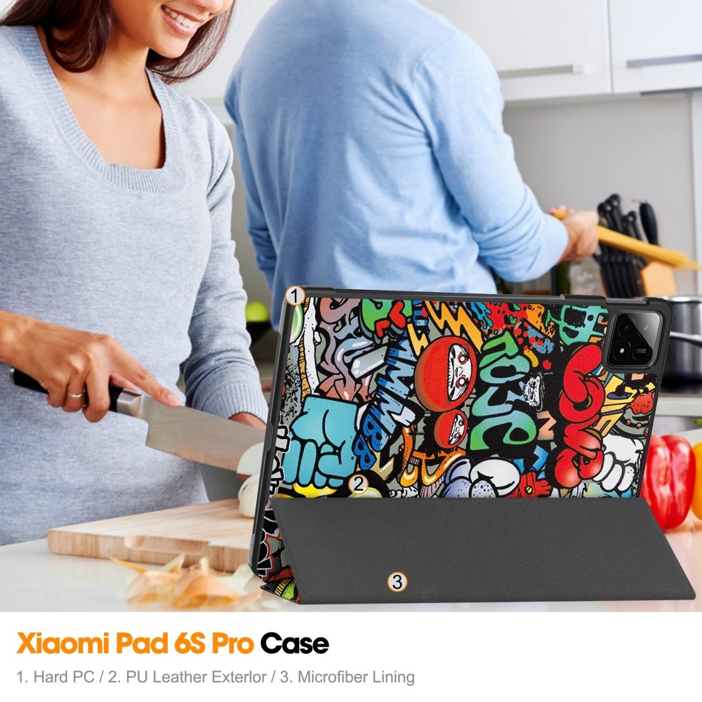 Patte chytré zavírací pouzdro na tablet Xiaomi Pad 6S Pro - graffiti