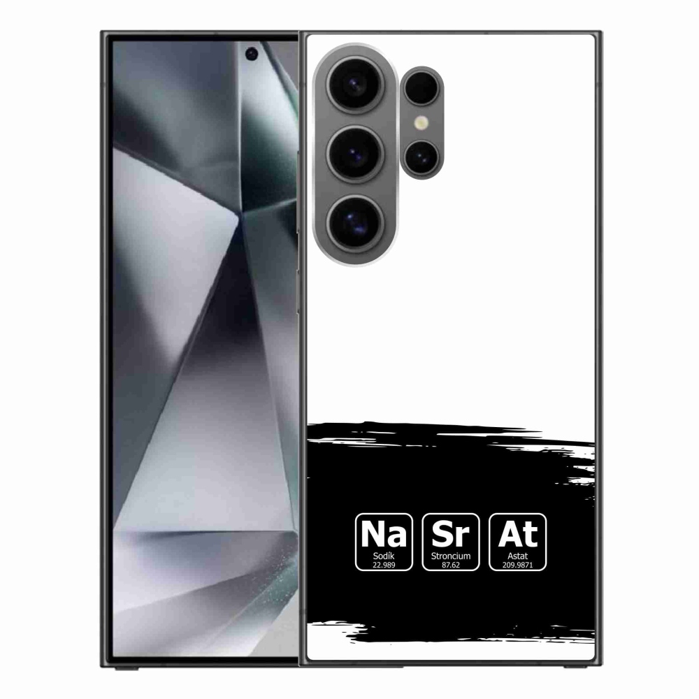 Gelový kryt mmCase na Samsung Galaxy S24 Ultra - chemické prvky černobílé pozadí