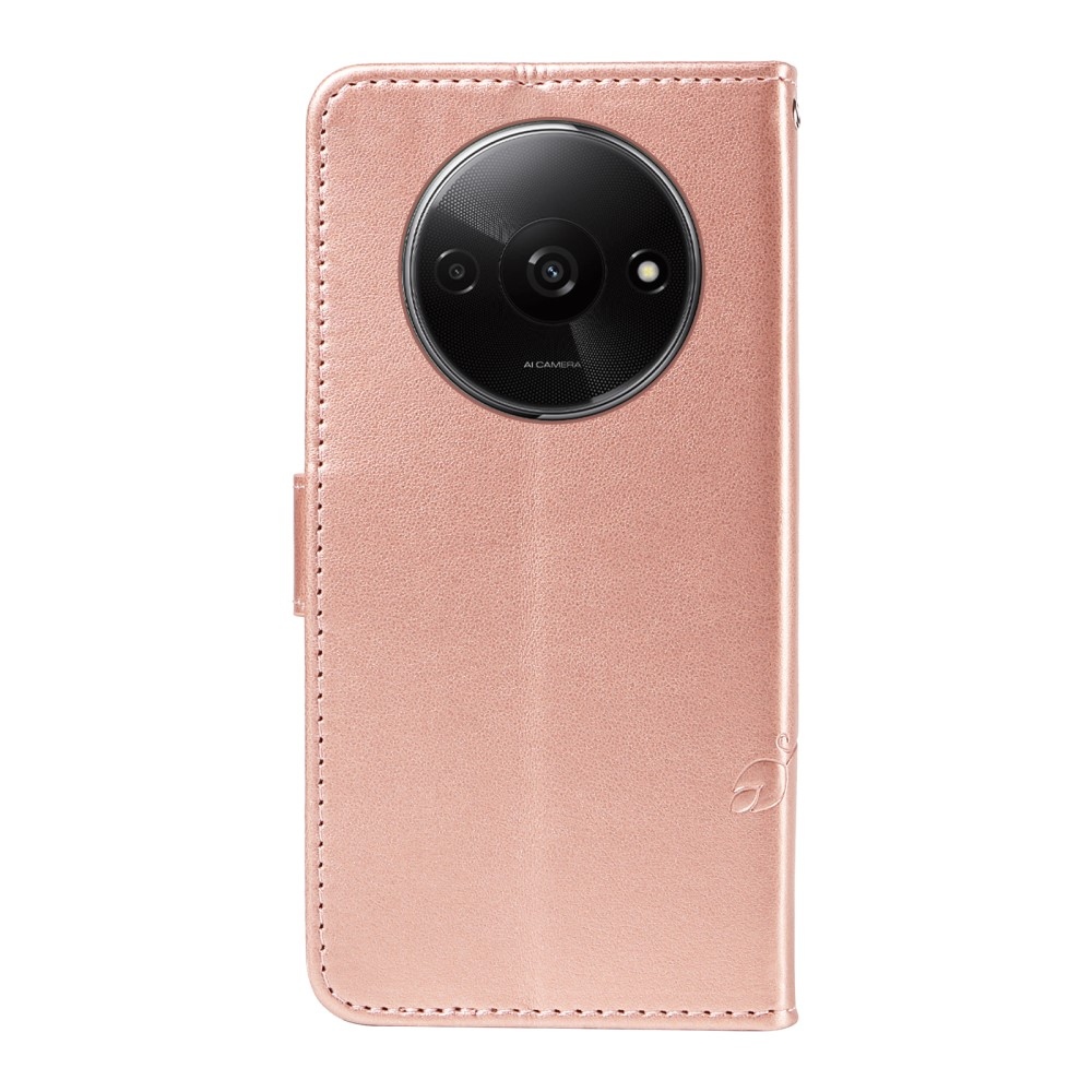 Flowers knížkové pouzdro na Xiaomi Redmi A3 - růžovozlaté
