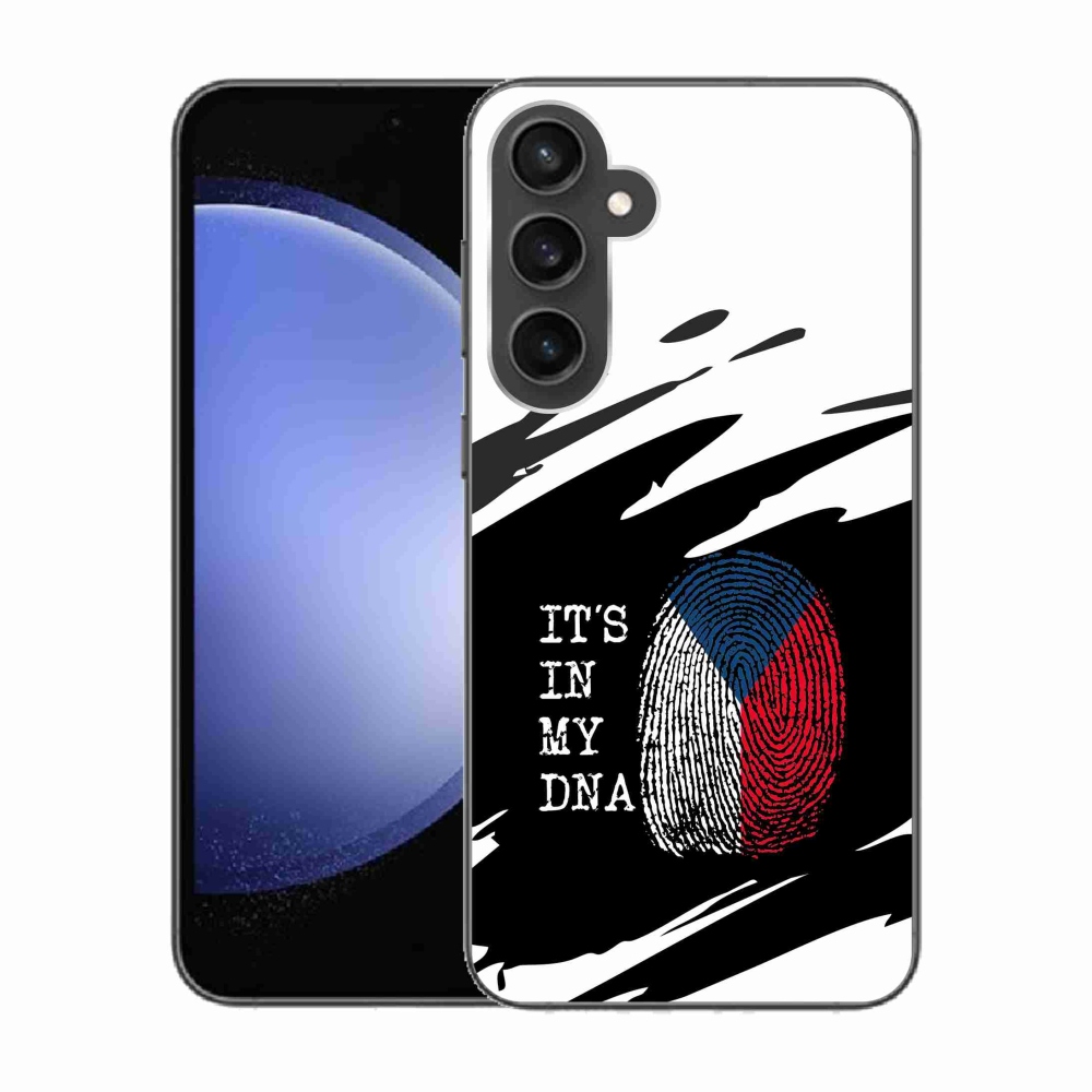 Gelový kryt mmCase na Samsung Galaxy S23 FE - vlajka otisk prstu černobílé pozadí