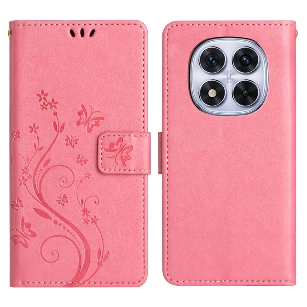 Flowers knížkové pouzdro na Xiaomi Redmi Note 14 Pro 5G/Poco X7 5G - růžové