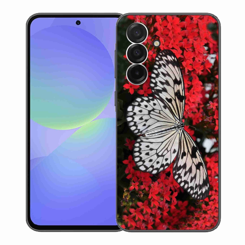Gelový kryt mmCase na Samsung Galaxy A36 5G - černobílý motýl 1