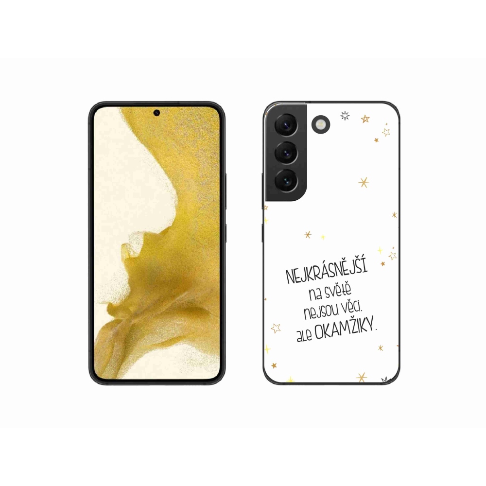 Gelový kryt mmCase na Samsung Galaxy S22 5G - citát 4 bílé pozadí