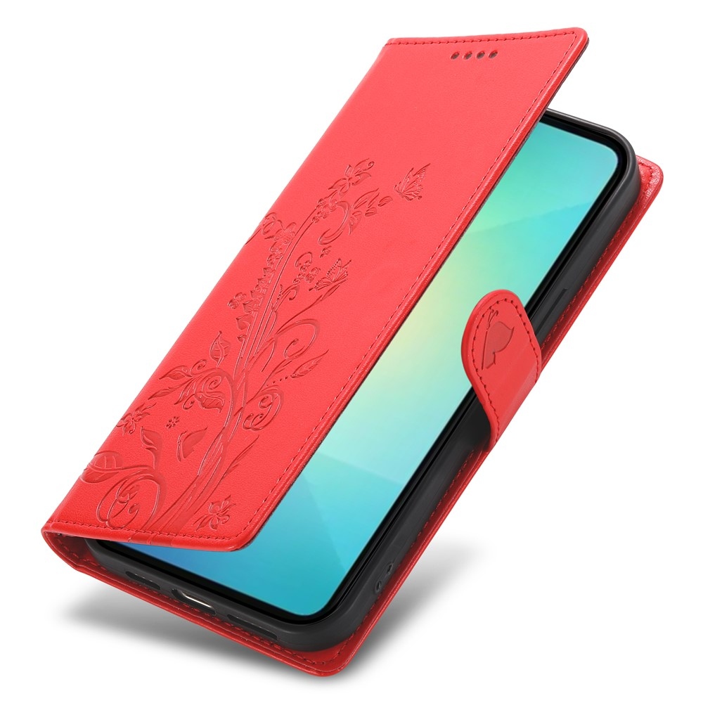 Flowery knížkové pouzdro na Samsung Galaxy A07 4G - červené