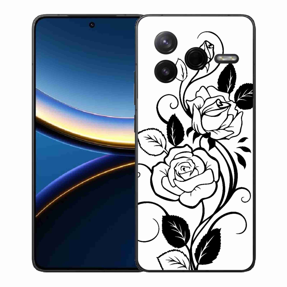 Gelový kryt mmCase na Xiaomi Poco F7 Pro - černobílá růže