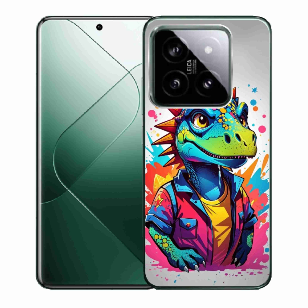 Gelový kryt mmCase na Xiaomi 14 - barevný dinosaurus