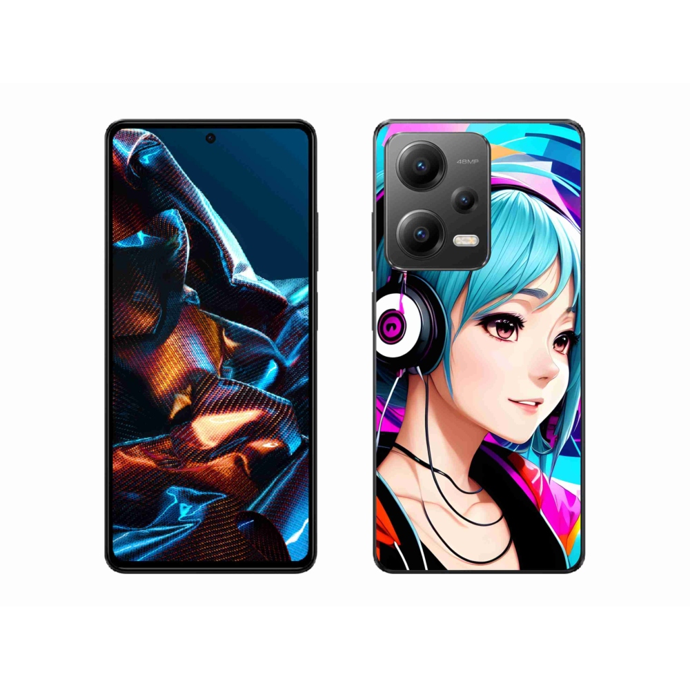 Gelový kryt mmCase na Xiaomi Redmi Note 12 Pro 5G - dívka se sluchátky