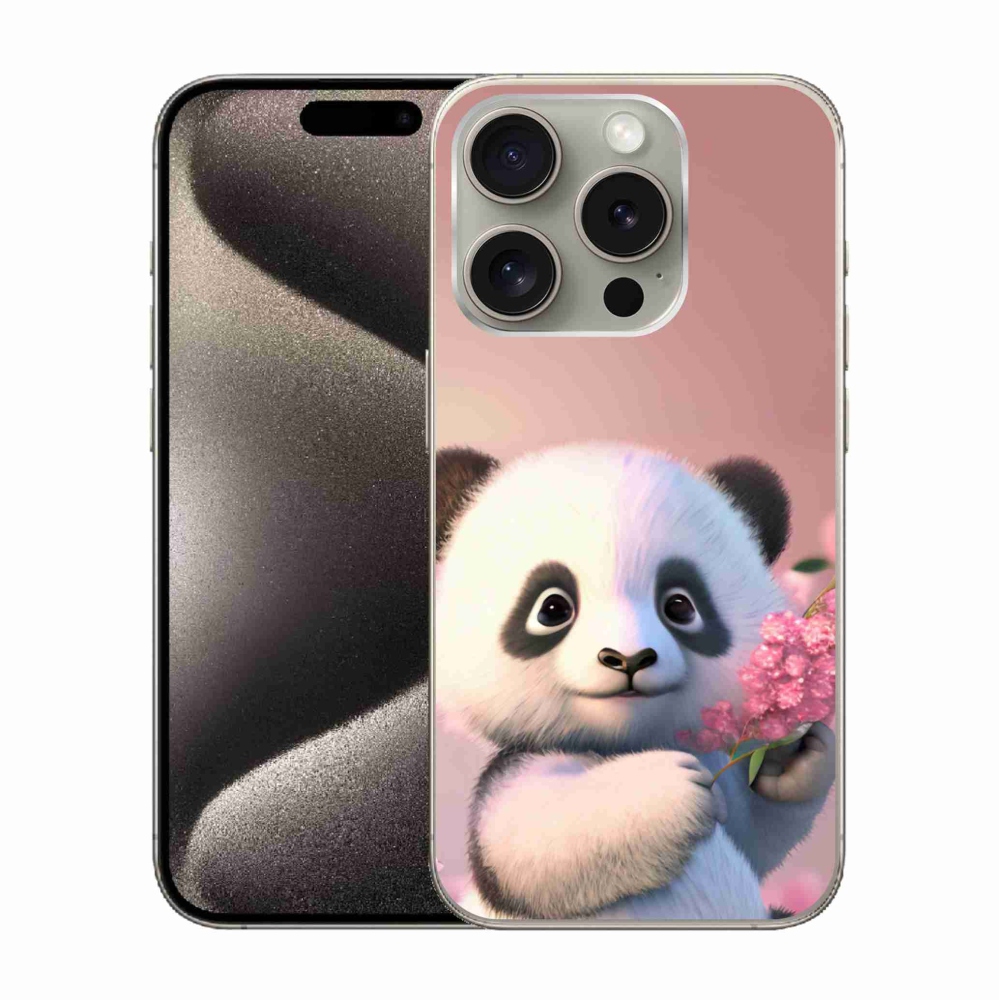 Gelový kryt mmCase na iPhone 15 Pro - roztomilá panda