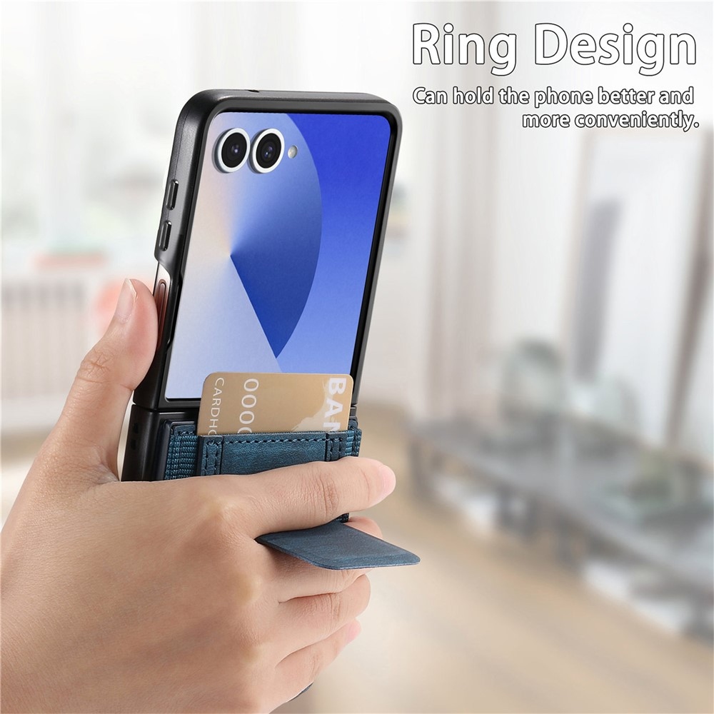 Luxurious plastový kryt s umělou kůží na Samsung Galaxy Z Flip7 5G - modrý