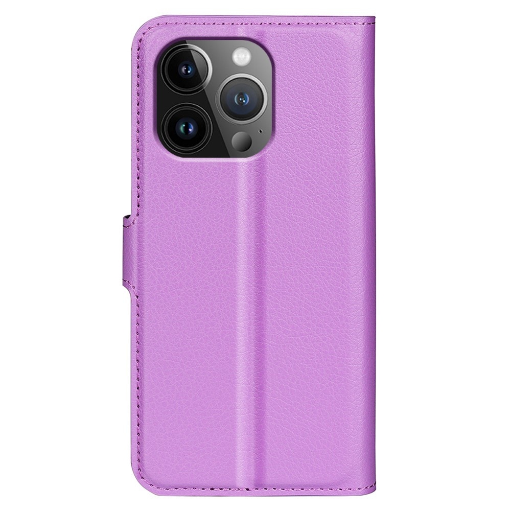 Litchi knížkové pouzdro na iPhone 15 Pro - fialové