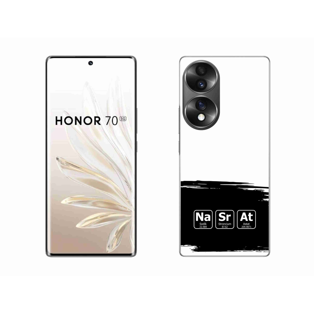 Gelový kryt mmCase na Honor 70 - chemické prvky černobílé pozadí